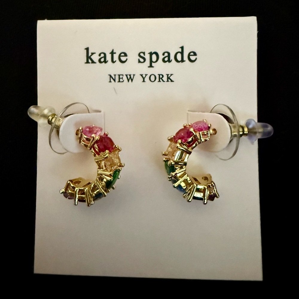 Authentic kate spade multicolor gemstone hoop earrings - NWT